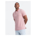 Ombre Melange men's polo shirt with striped collar - rose melange