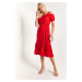 armonika Women's Red Elastic Waist Strap Dress