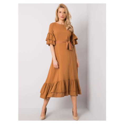 Brown dress with a frill from Khalani RUE PARIS