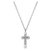 Strieborný 925 náhrdelník - latinský kríž, zaoblené hrany, pletenec, karabínka