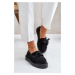 Women's platform loafers with a bow - black Naivine