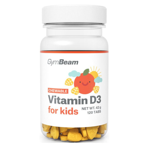 GymBeam Vitamin D3 for Kids podpora správneho fungovania organizmu pre deti príchuť Orange