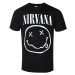 Tričko metal ROCK OFF Nirvana White Happy Face Čierna