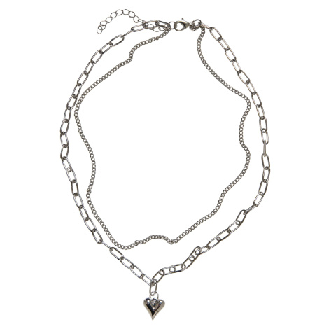 Heart Icon Layering Necklace - Silver Color