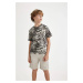 DEFACTO Boy's Crew Neck Printed Short Sleeve T-Shirt