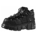 topánky kožené NEW ROCK String Shoes (106-S1) Black Čierna