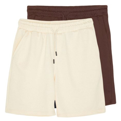Trendyol Brown-Stone Basic Regular/Normal Fit Plain 2-Pack Shorts