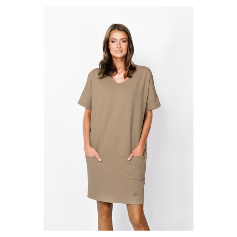 Karina women's tunic with short sleeves - camel Italian Fashion