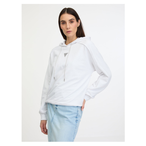 Women's White Sweatshirt Guess Mini Triangle - Women