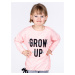 Pink cotton girl's blouse with inscription and trim