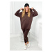 Set of 3-in-1 sweatshirt, top and leggings in brown color