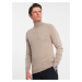 Ombre Men's knitted fitted turtleneck with viscose - beige