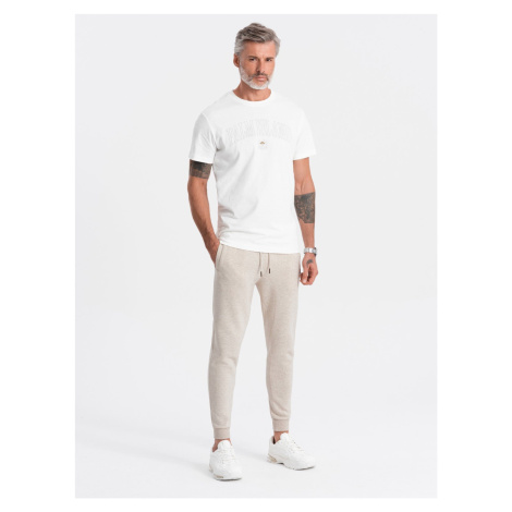 Ombre Men's sweatpants in pleasant knit fabric - cream melange