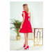 POLA - Červené dámske šaty s volánikmi vo výstrihu 307-1