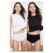 Trendyol Black-White 2-Pack Seamless Hipster Knitted Panties