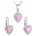 Sada šperkov so syntetickým opálom a krištálmi Preciosa náušnice a prívesok svetlo ružové srdce 