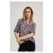 Women's blouse MOODO - navy blue, floral pattern