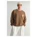 Trendyol Brown Oversize/Wide Cut Floral Embroidery Fleece/Warm Cotton Sweatshirt