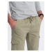 Kaki pánske cargo jogger nohavice Ombre Clothing