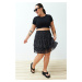 Trendyol Curve Black Floral Skirt Frilly Mini Woven Skirt