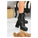 Fox Shoes Women's Black Platform Heeled Boots