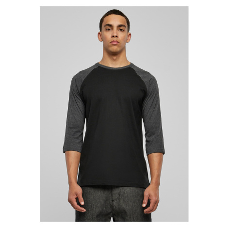 Contrasting 3/4 sleeve raglan t-shirt blk/cha