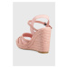 Sandále Tommy Hilfiger ESSENTIAL WEDGE SANDAL dámske, ružová farba, na kline, FW0FW07159
