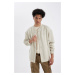 DEFACTO Oversize Fit College Collar Bomber Cardigan with Soft Fuzzy Lining