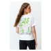 Trendyol White Premium Relaxed/Wide Fit Crew Neck Front and Back Printed Knitted T-Shirt