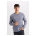 DEFACTO Regular Fit Crew Neck Thick Basic Plain Sweatshirt