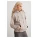 GRIMELANGE Gayle Women's Hooded Fleece Relaxed Fit Basic Beige Sweatshirt