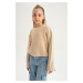 DEFACTO Girls Crew Neck Basic Sweater