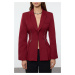 Trendyol Burgundy Zipper Detailed Woven Blazer Jacket