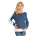 Dvojfarebný tehotenský sveter v bielo-modrej farbe