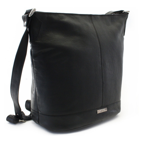 Černá kožená zipová kabelka 212-4002-60 Arwel