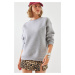 Bianco Lucci Women's Crew Neck Raised Basic Sweatshirt