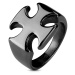 Mohutný čierny prsteň z ocele 316L, hladký lesklý maltézsky kríž - Veľkosť: 72 mm