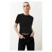 Trendyol Black Shiny/Silvery Regular/Normal Cut Knitted T-Shirt