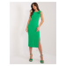 Green fitted dress with slit