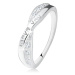Strieborný prsteň 925, prekrížené ramená, zirkóny, nápis "I LOVE YOU" - Veľkosť: 63 mm