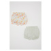 DEFACTO Baby Girl Floral Combed Cotton 2-Pack Shorts