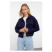 Trendyol Navy Blue Pocket Detailed Oversize Denim Jacket