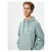 Koton Slogan Printed Hoodie Hooded Kangaroo Pocket Detailed