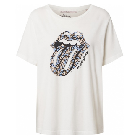 CATWALK JUNKIE Tričko 'Rolling Stones Ocean'  svetlomodrá / púdrová / čierna / biela