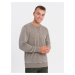 Ombre Washed men's sweatshirt with decorative stitching at the neckline - beige