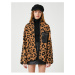 Koton Leopard Patterned Plush Zippered Sweatshirt