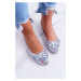 Leather ballerinas with decorative stones silver crystal