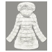 Prešívaná dámska zimná bunda v ecru farbe obšitá kožušinou (1209)
