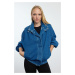 Trendyol Blue Oversize Bomber Denim Jacket