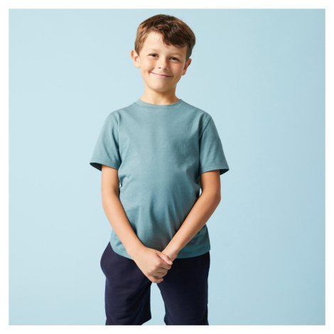 Detské bavlnené tričko unisex kaki DOMYOS